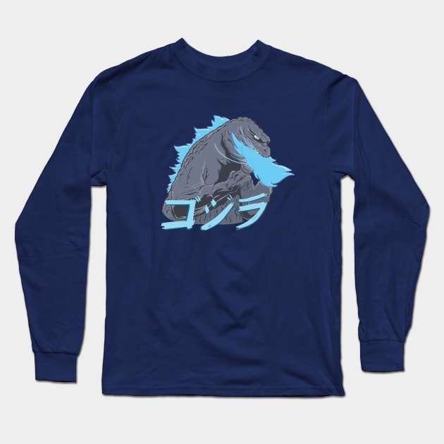Blue Godzilla Long Sleeve T-Shirt by The Graphicallist